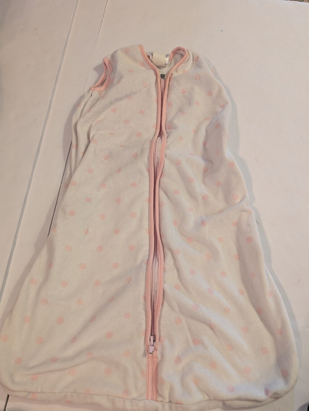 Halo White Sleep Sack with Pink Polka Dots 0-6M